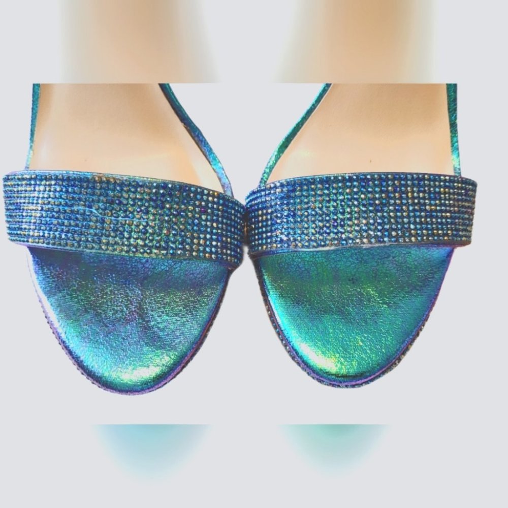 JESSICA SIMPSON Blue Rhinestone Plumpy Sandals Size 7 - Picture 7 of 7